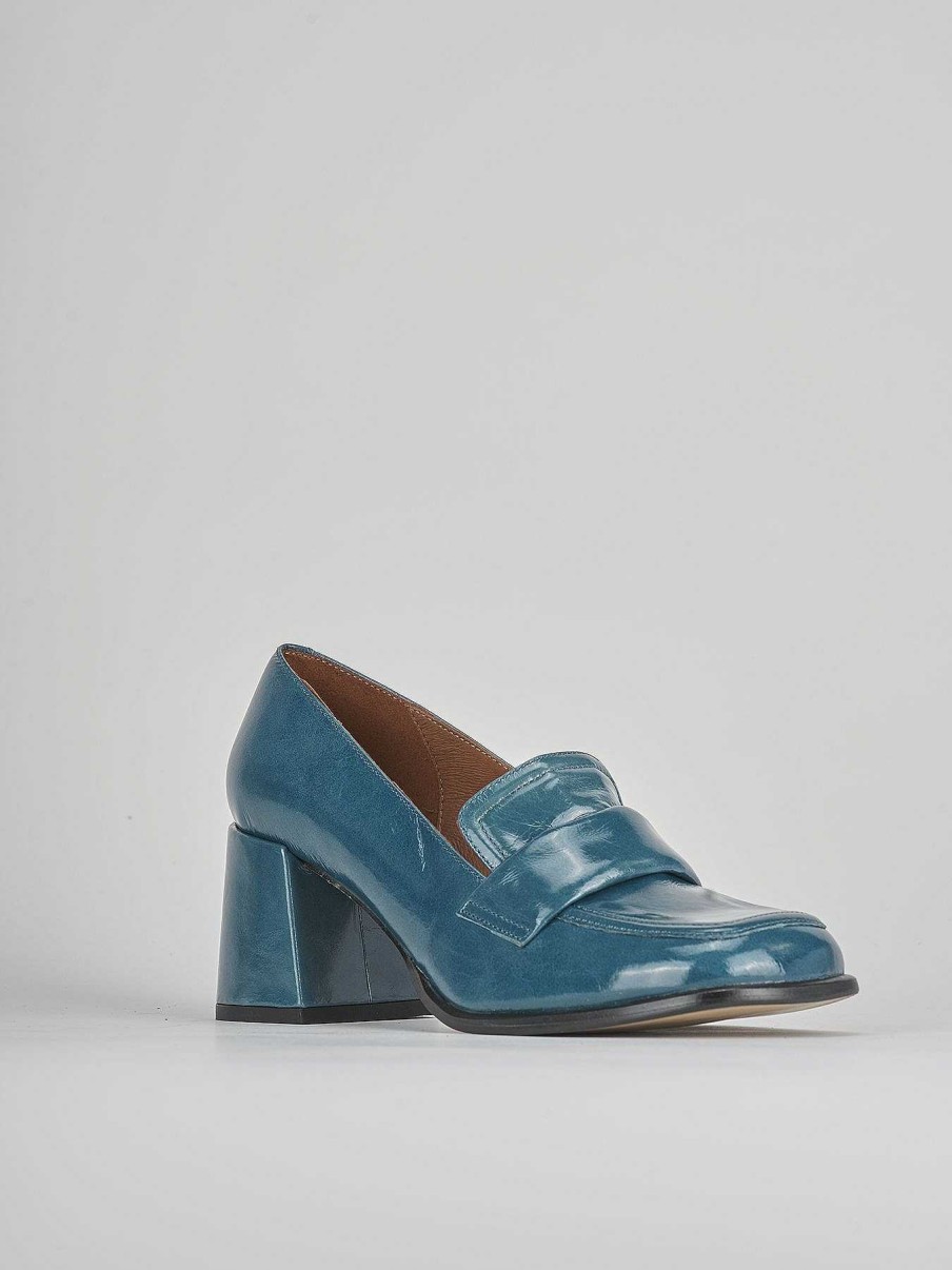 Donna Barca | Mocassini Tacco 5 Cm In Pelle Blu