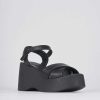 Donna Barca | Zeppa Tacco 8 Cm In Pelle Nera