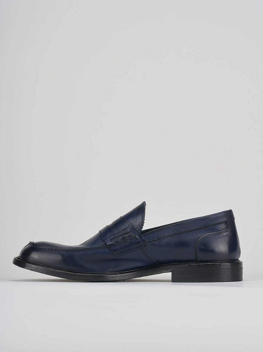 Uomo Barca | Mocassini Tacco 2 Cm In Pelle Blu