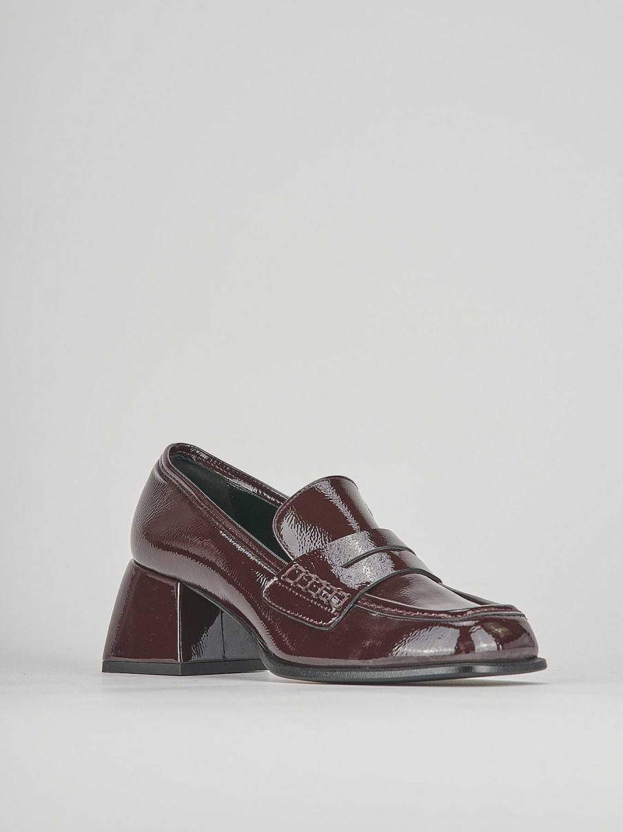 Donna Barca | Mocassino Tacco 4 Cm In Pelle Bordeaux