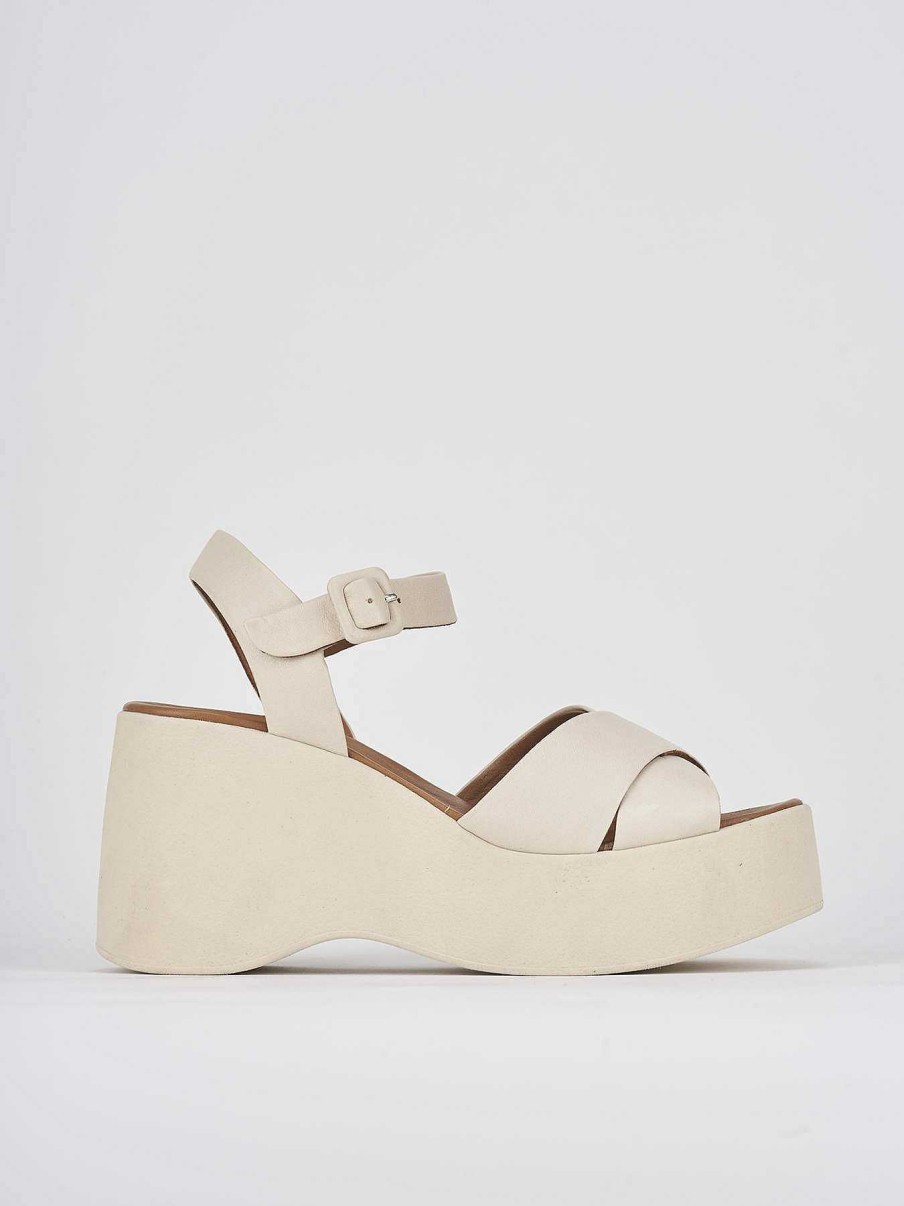 Donna Barca | Zeppa Tacco 8 Cm In Pelle Bianca