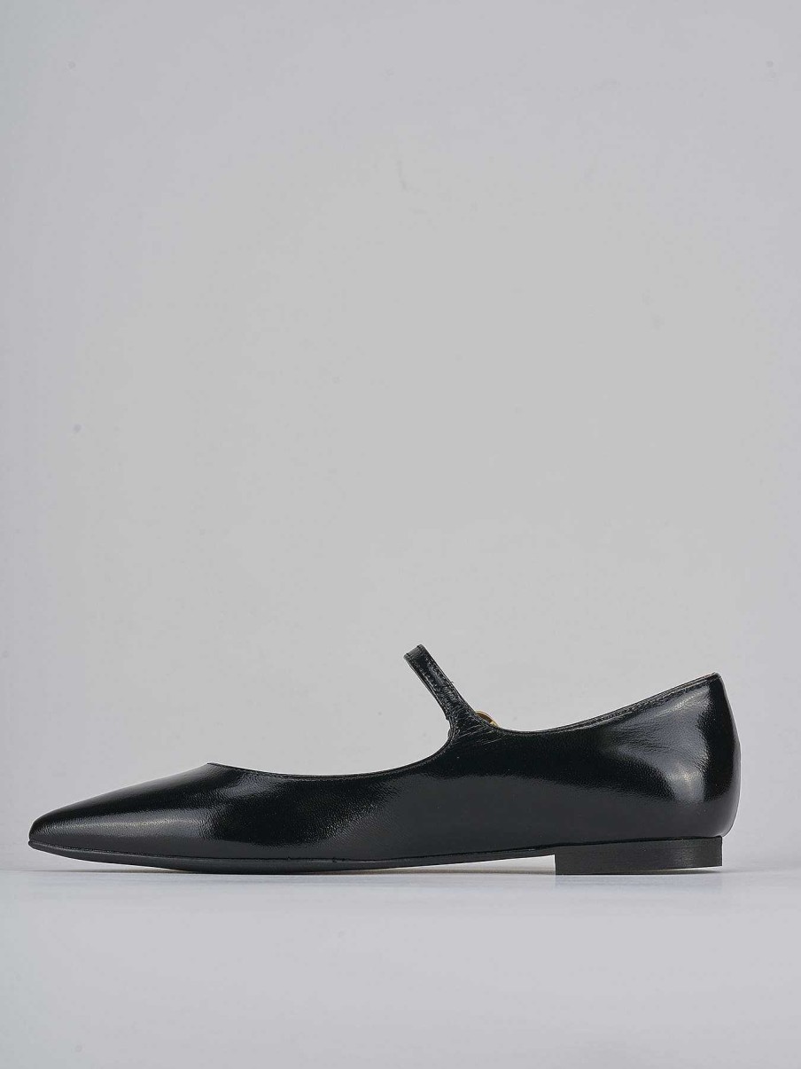 Donna Barca | Ballerina Tacco 1Cm Vernice Nero