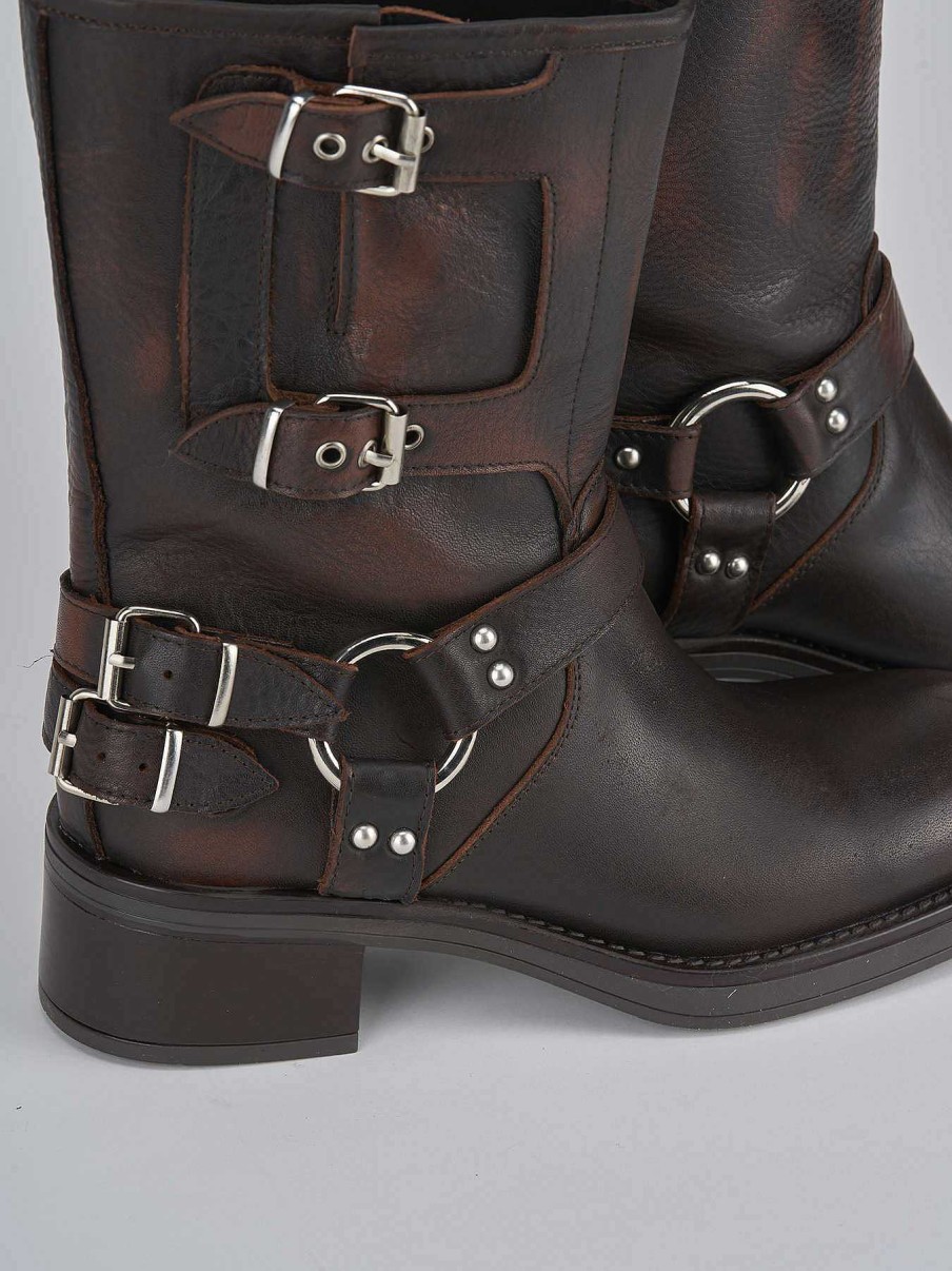 Donna Barca | Stivaletto Biker Tacco 4 Cm Testa Pelle