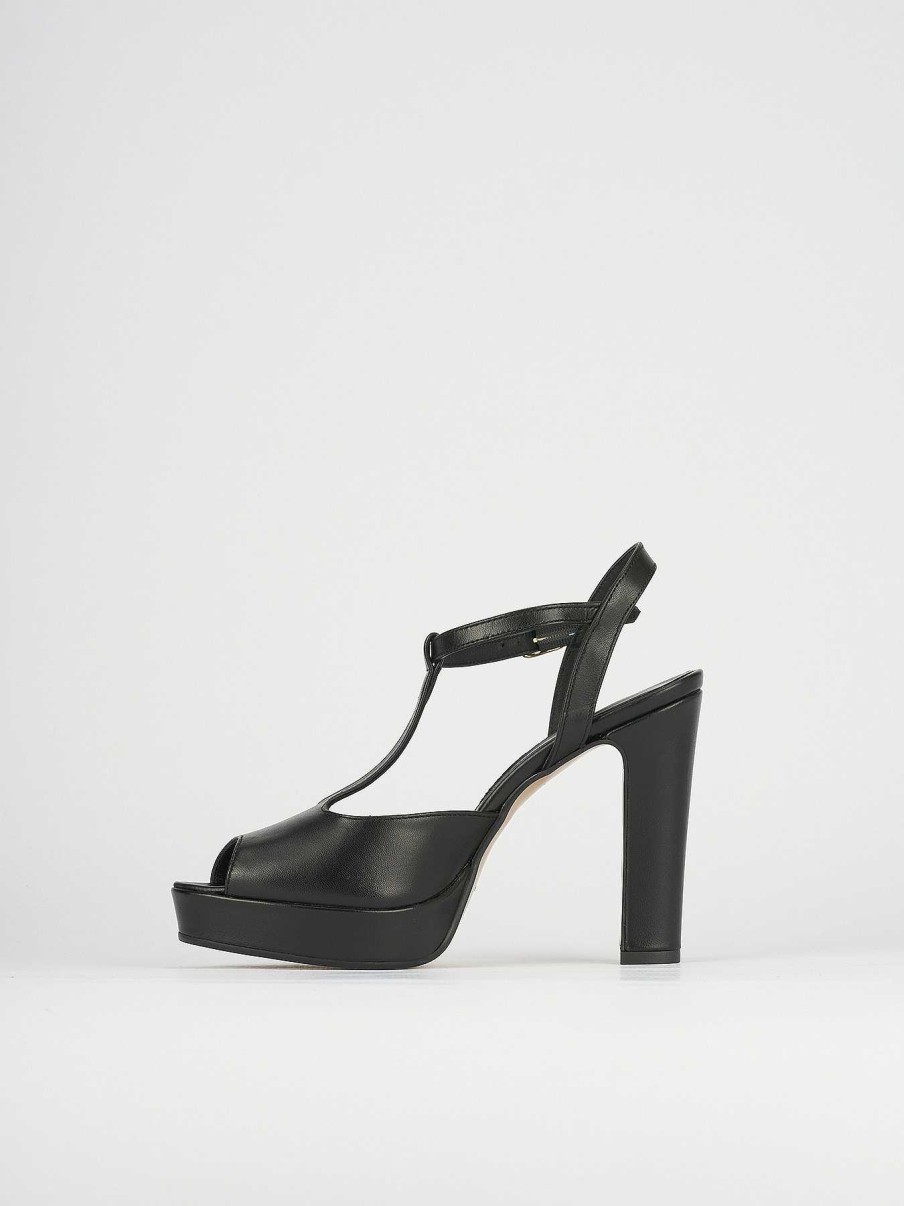 Donna Barca | Sandali Tacco Alto Tacco 9 Cm In Pelle Nera