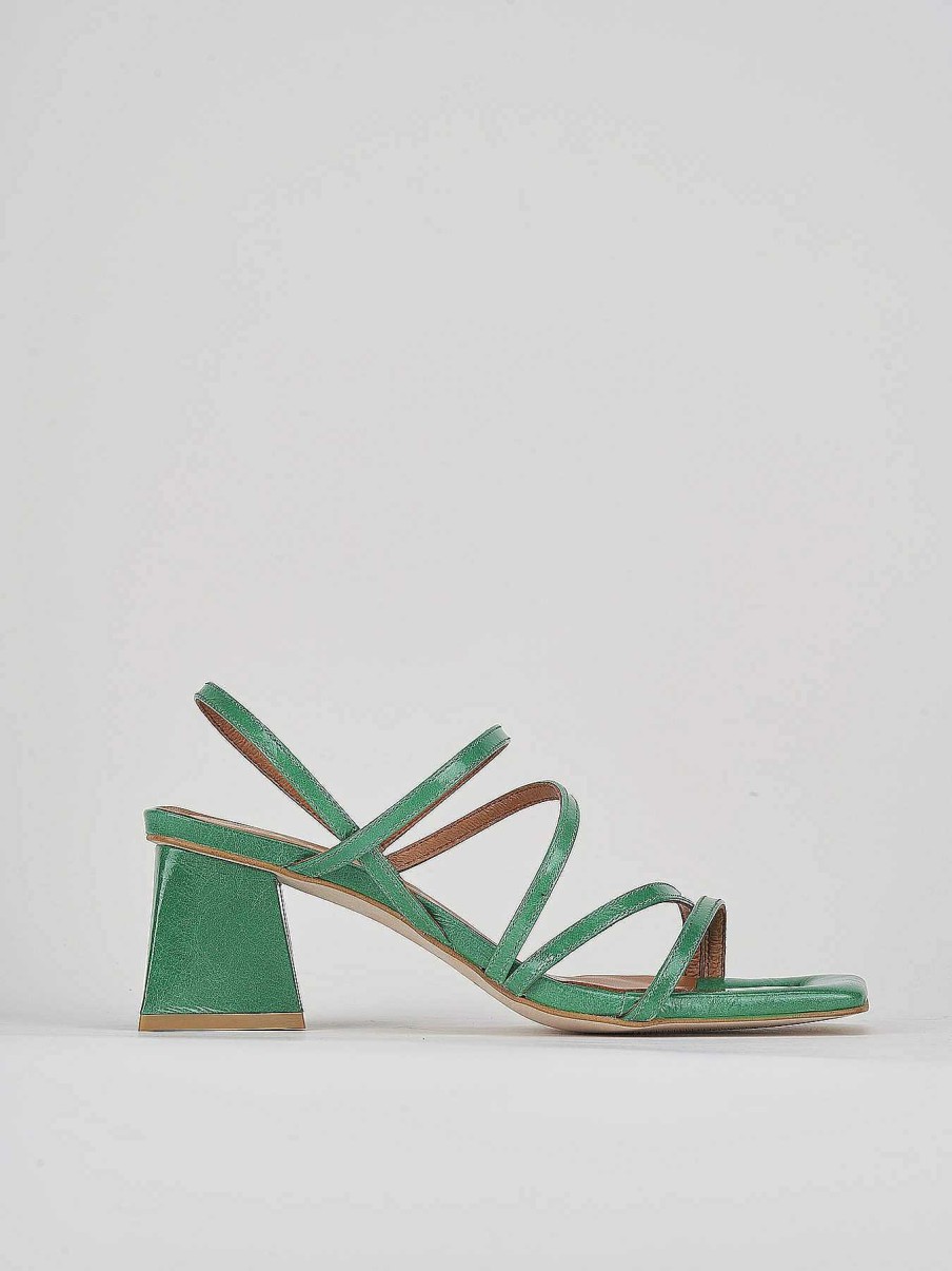 Donna Barca | Sandali Tacco Alto Tacco 6 Cm In Pelle Verde