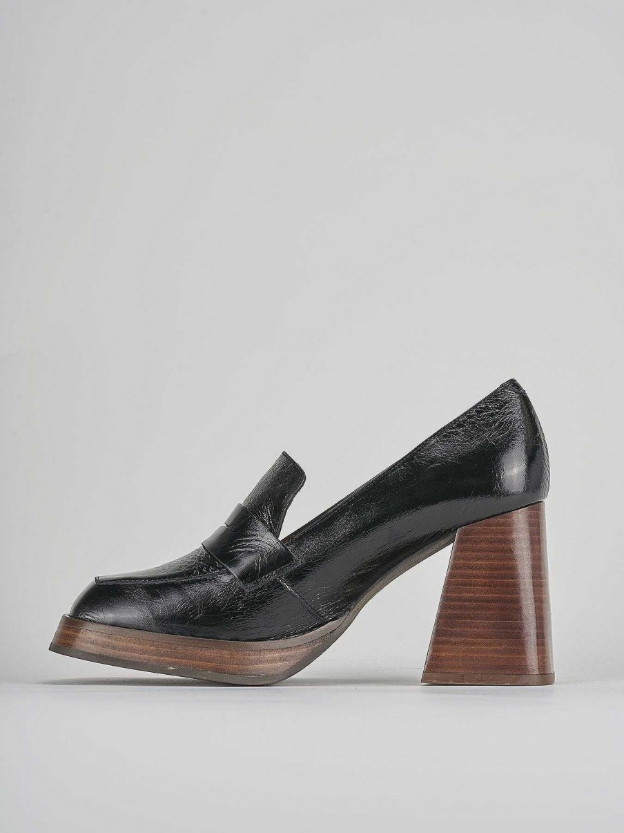 Donna Barca | Mocassini Tacco 9 Cm In Pelle Nera