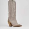 Donna Barca | Stivali Tacco Alto Tacco 7 Cm In Camoscio Beige