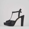 Donna Barca | Sandali Tacco Alto Tacco 9 Cm In Pelle Nera