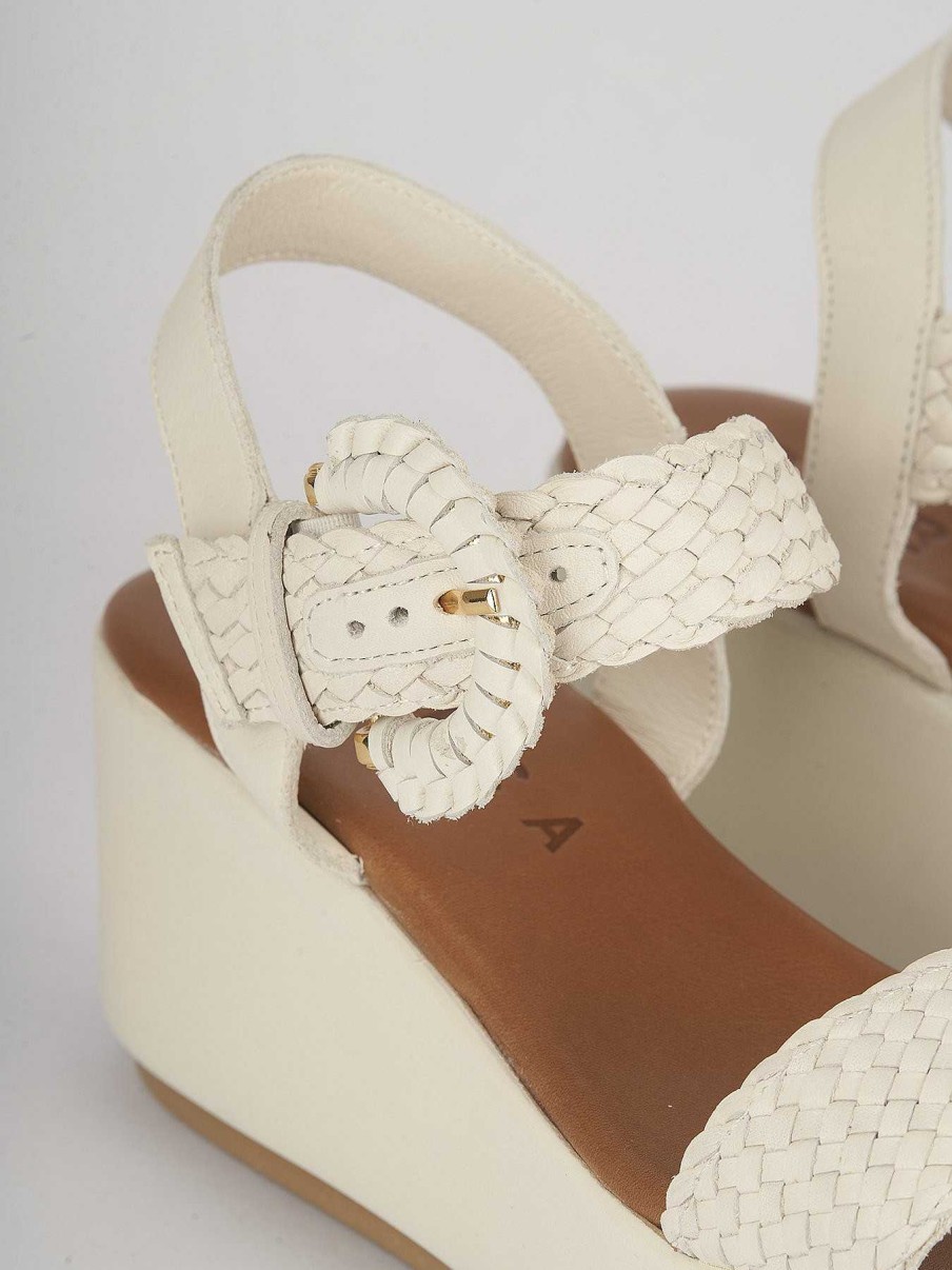 Donna Barca | Zeppa Tacco 7 Cm In Pelle Bianca