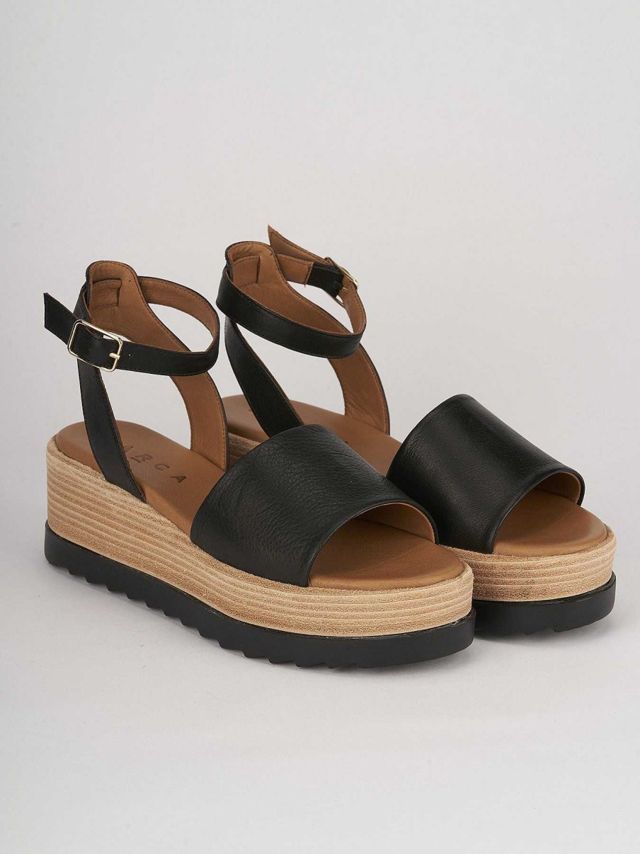 Donna Barca | Zeppa Tacco 6 Cm In Pelle Nera