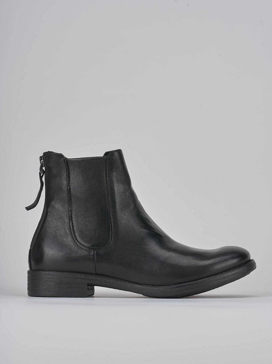 Donna Barca | Stivaletti Tacco Basso Tacco 1 Cm In Pelle Nera