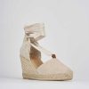 Donna Barca | Espadrillas Tacco 8 Cm In Camoscio Beige