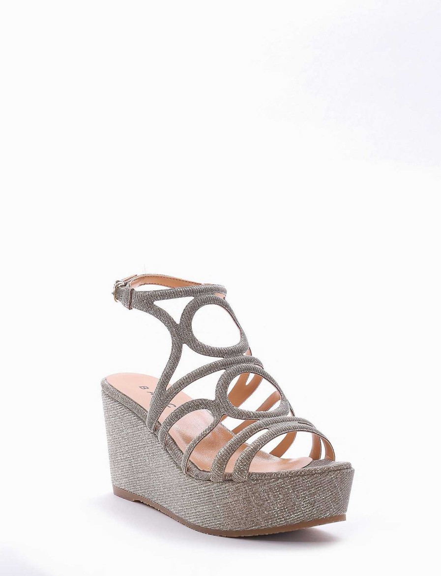 Donna Barca | Zeppa Tacco 8 Cm In Pelle Oro