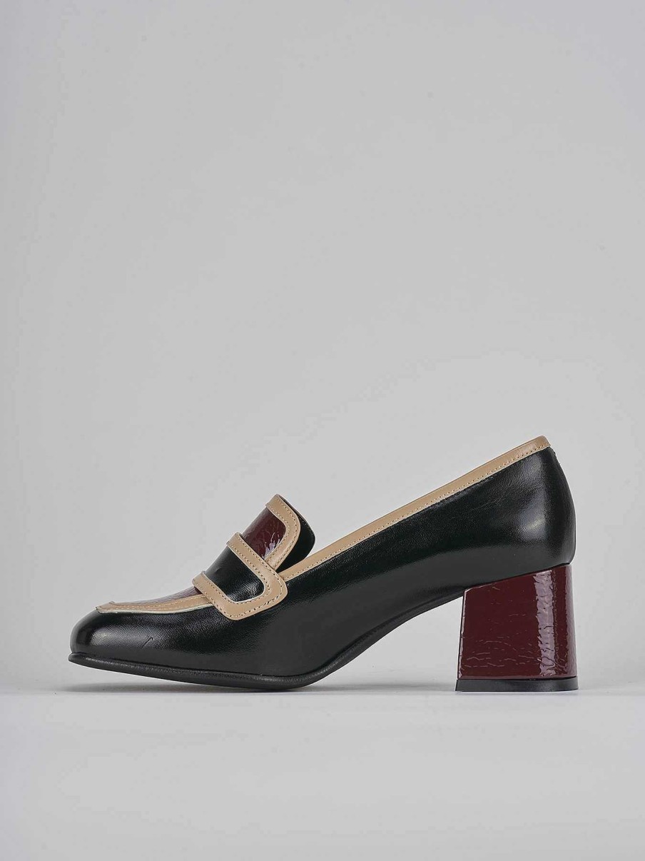 Donna Barca | Mocassino Tacco 5 Cm In Vernice Nera