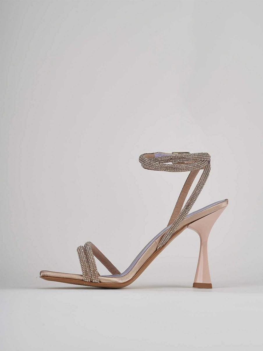 Donna Barca | Sandali Tacco Alto Tacco 9 Cm In Raso Beige