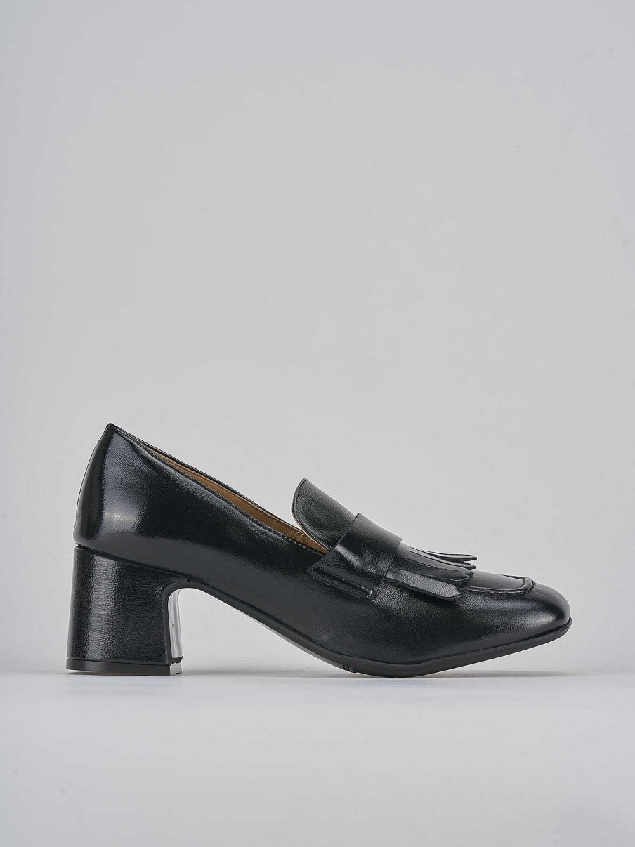 Donna Barca | Mocassini Tacco 5Cm Vernice Nero