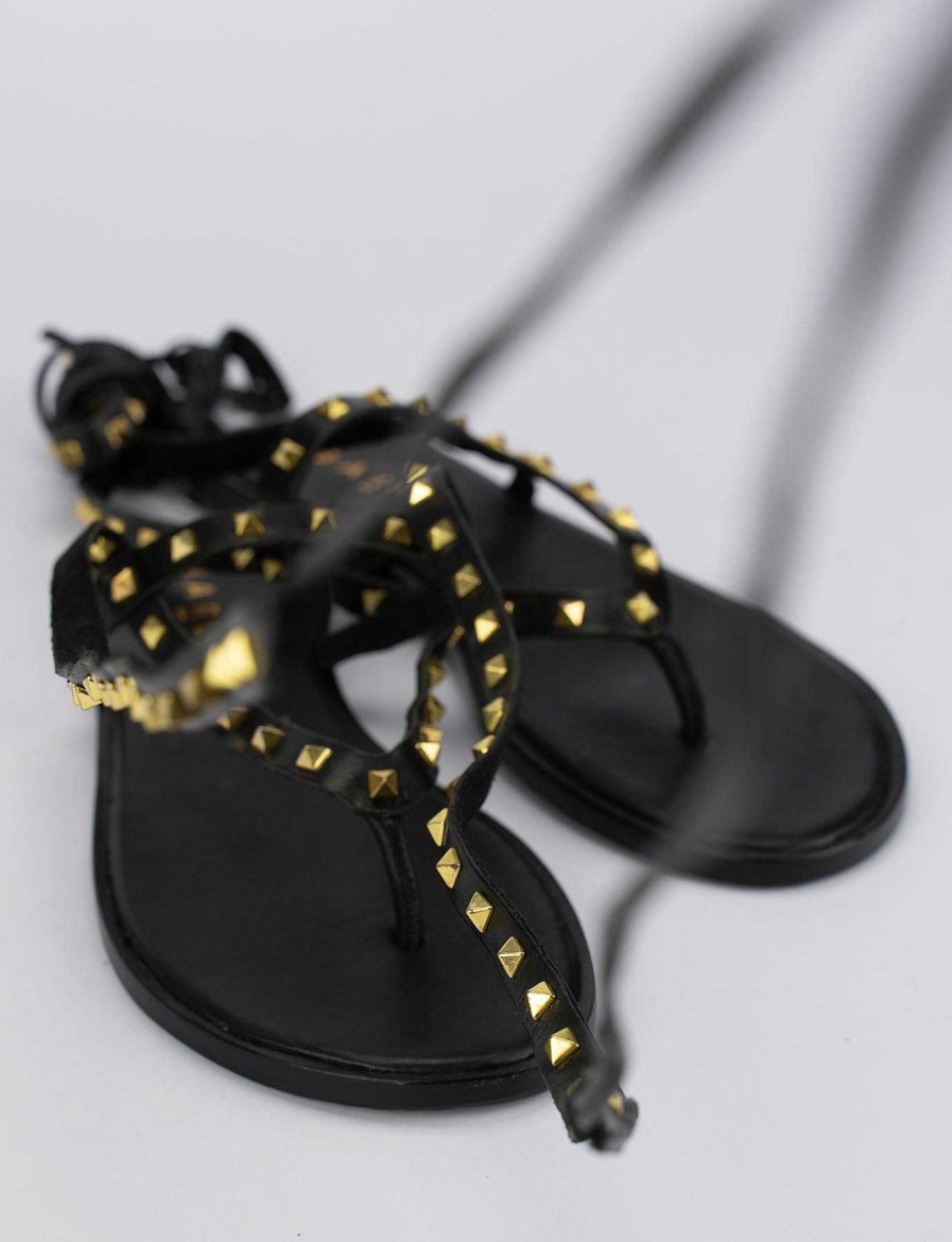 Donna Barca | Infradito Tacco 1 Cm In Pelle Nera