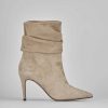 Donna Barca | Stivaletti Tacco Alto Tacco 9 Cm In Camoscio Beige