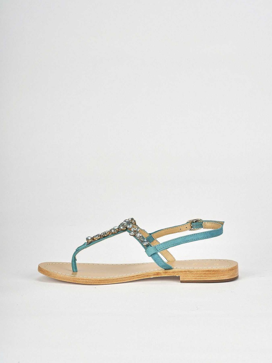 Donna Barca | Sandali Tacco Basso Tacco 1 Cm In Pelle Blu