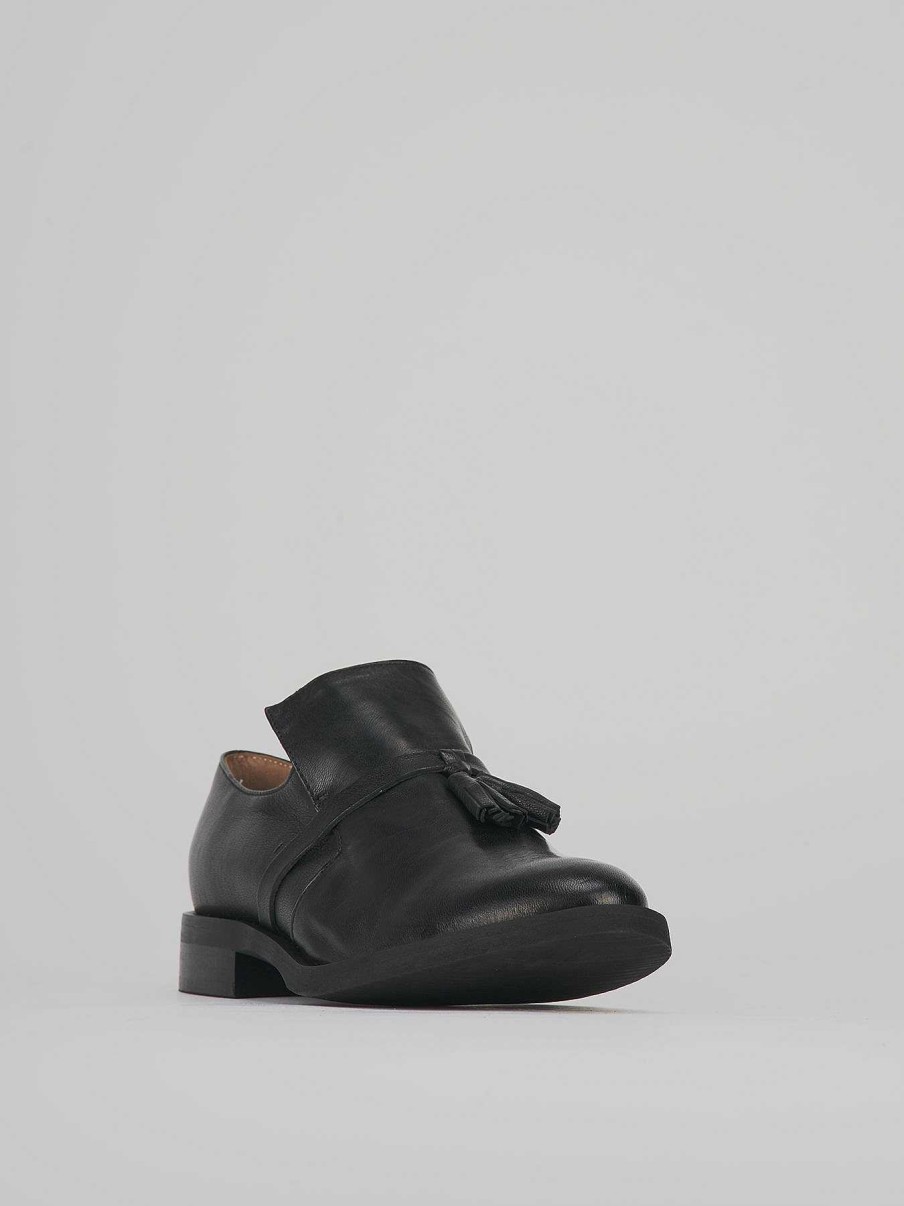 Donna Barca | Stringata Tacco 1 Cm Nero Pelle