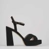 Donna Barca | Sandali Tacco Alto Tacco 8 Cm In Camoscio Nero