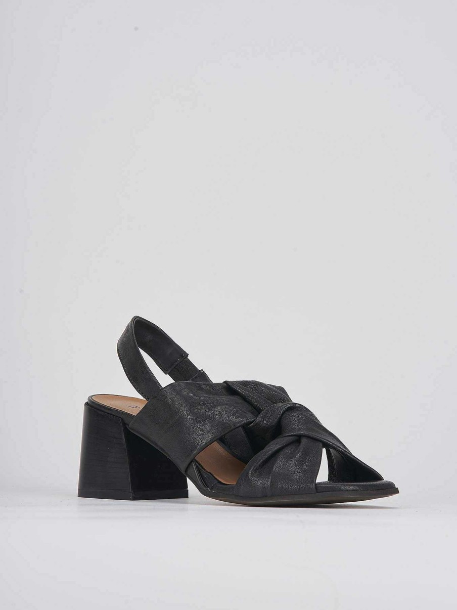 Donna Barca | Sandali Tacco Alto Tacco 5 Cm In Pelle Nera