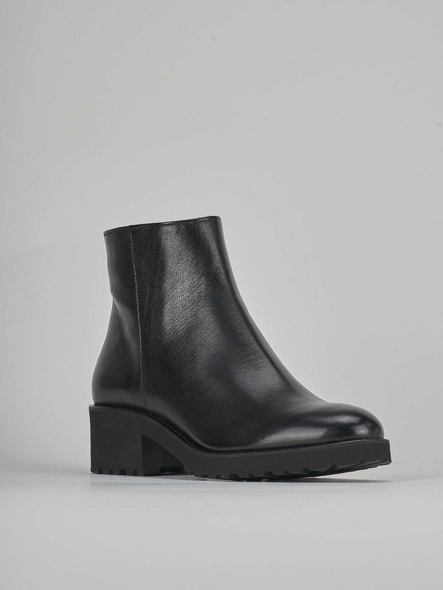 Donna Barca | Stivaletti Tacco Basso Tacco 4 Cm In Pelle Nera