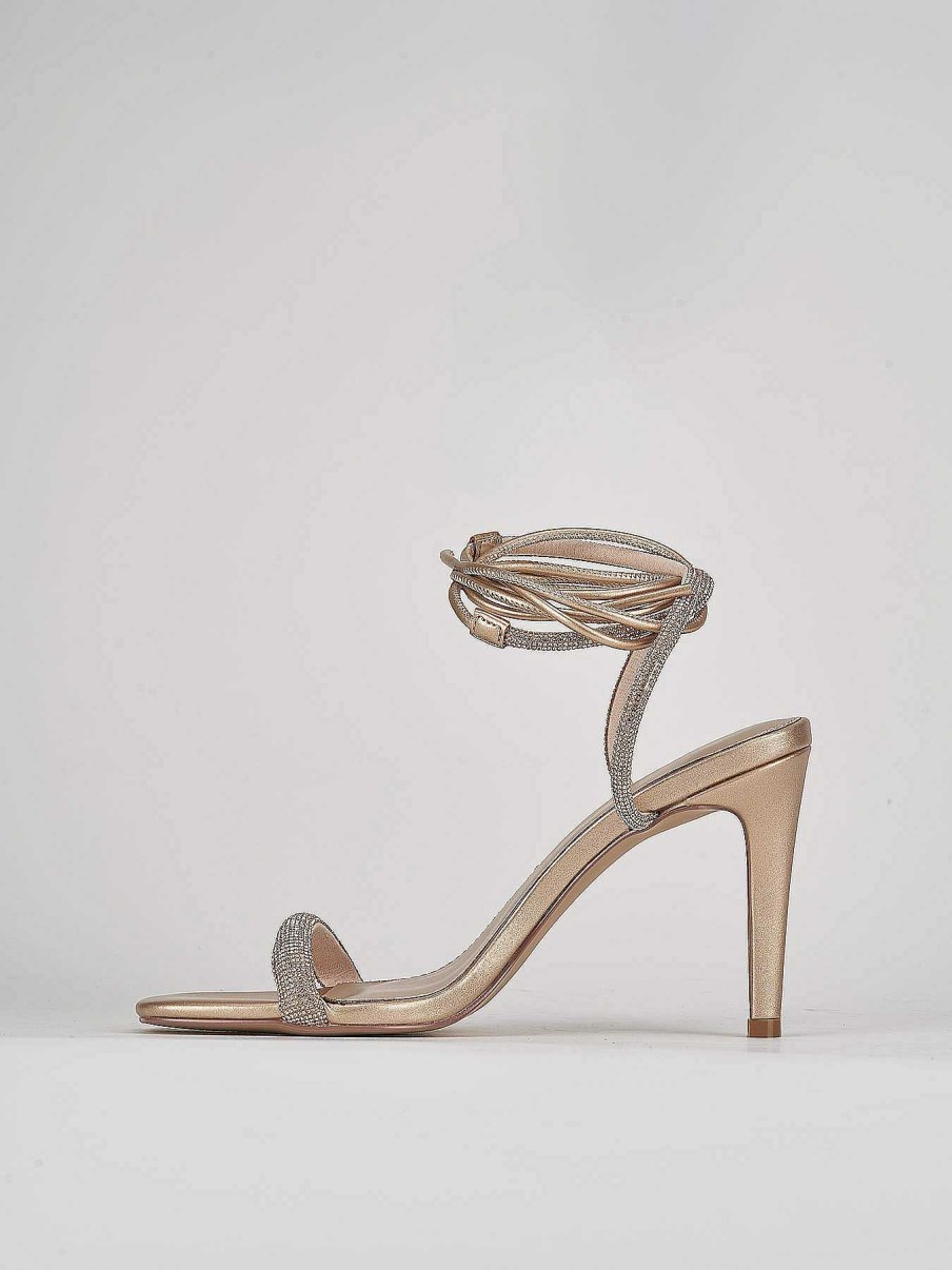 Donna Barca | Sandali Tacco Alto Tacco 9 Cm In Pelle Bronzo