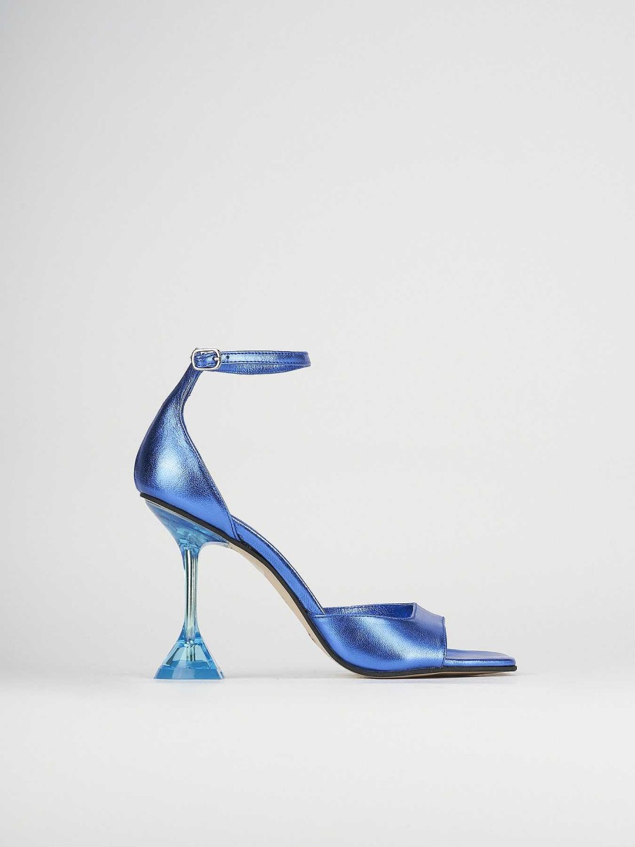 Donna Barca | Sandali Tacco Alto Tacco 8 Cm In Pelle Blu