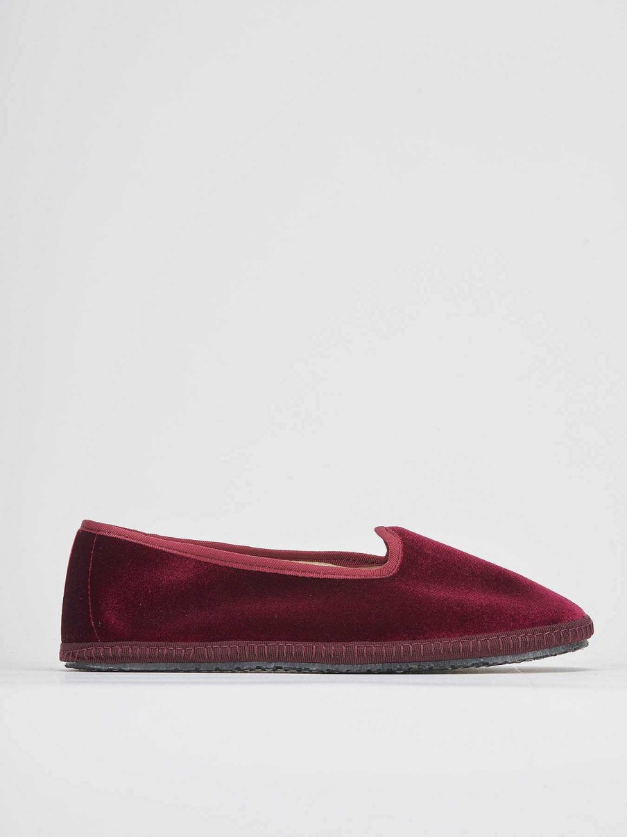 Donna Barca | Scarpe Basse Tacco 1 Cm In Velluto Rosso