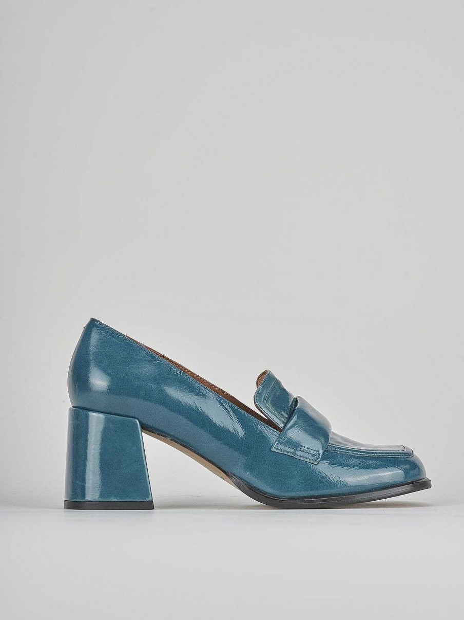 Donna Barca | Mocassini Tacco 5 Cm In Pelle Blu