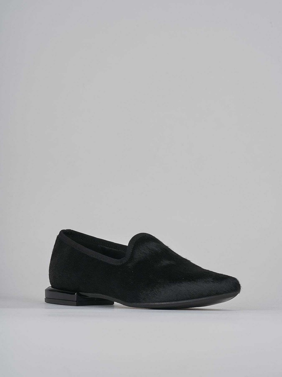 Donna Barca | Ballerina Tacco 1Cm Cavallino Nero