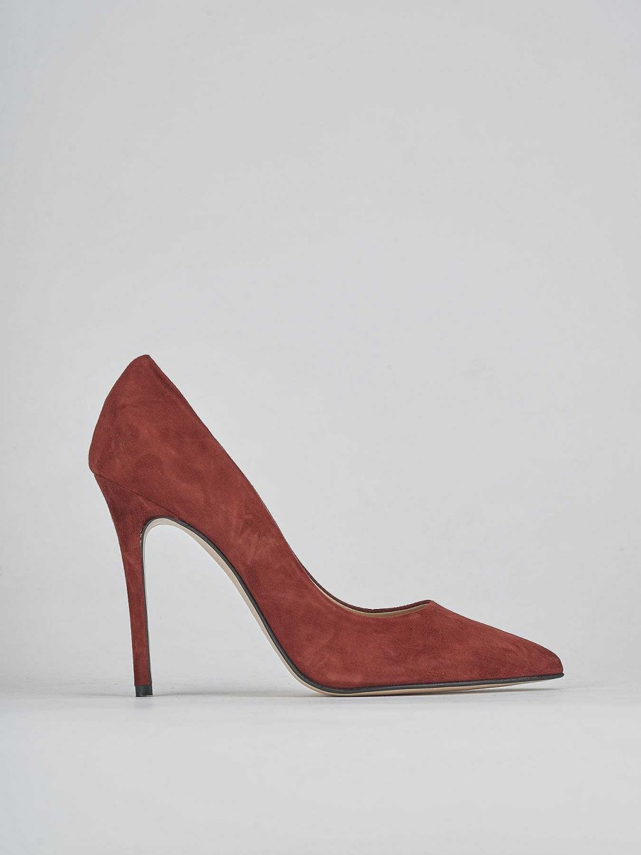 Donna Barca | Decollete Tacco 11 Cm In Camoscio Rosso