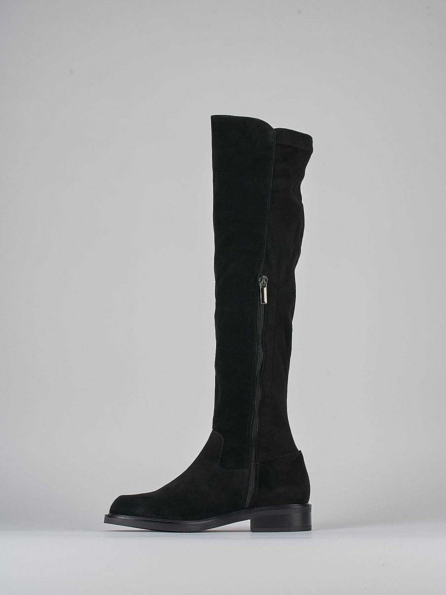 Donna Barca | Stivali Tacco 2Cm Camoscio Nero