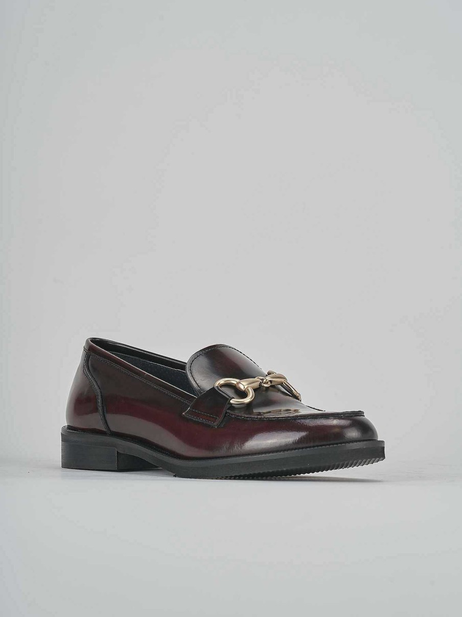 Donna Barca | Mocassino Tacco 1 Cm In Pelle Bordeaux