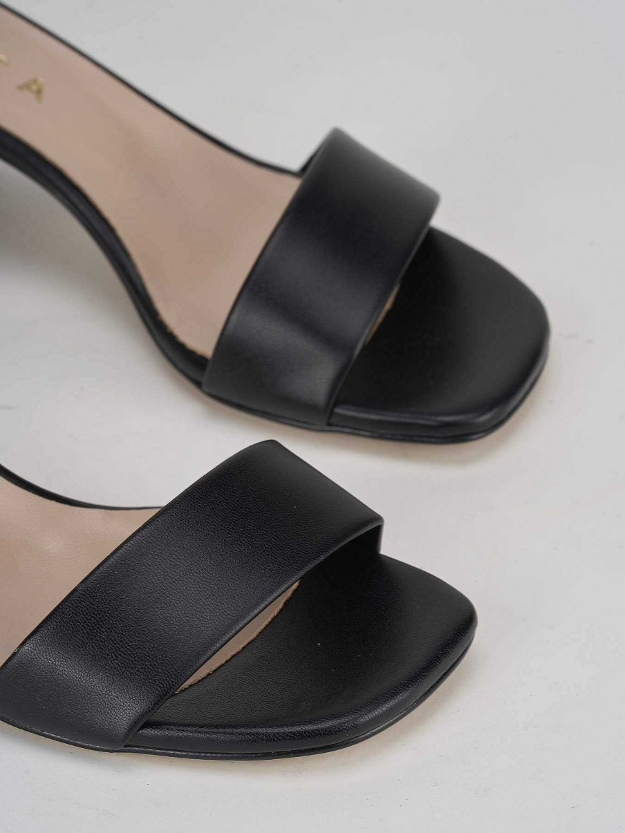 Donna Barca | Sandali Tacco Alto Tacco 6 Cm In Pelle Nera