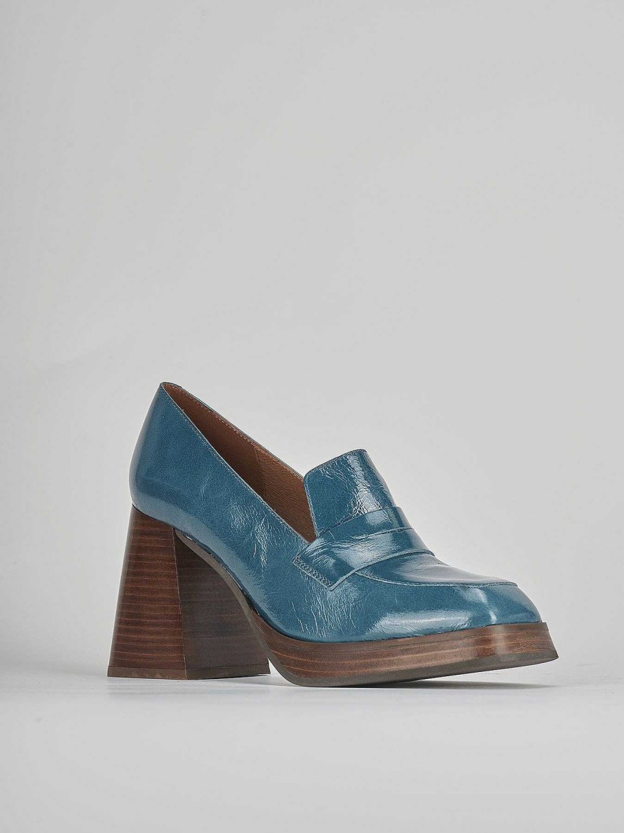 Donna Barca | Mocassino Tacco 9 Cm In Pelle Blu