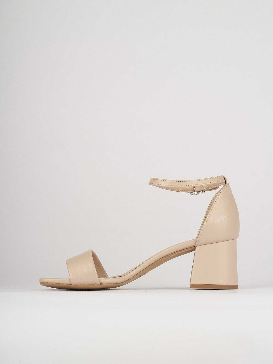 Donna Barca | Sandali Tacco Alto Tacco 5 Cm In Pelle Beige