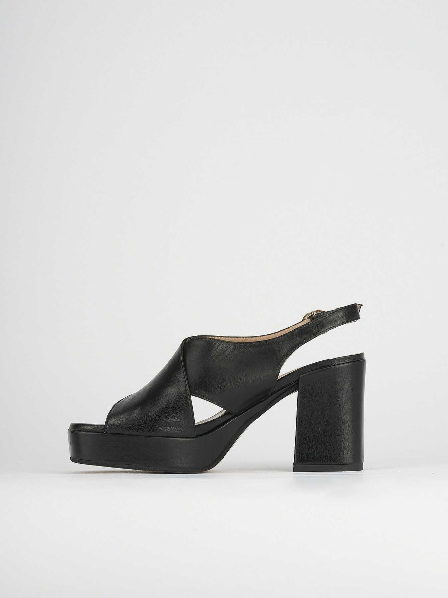 Donna Barca | Sandali Tacco Alto Tacco 9 Cm In Pelle Nera