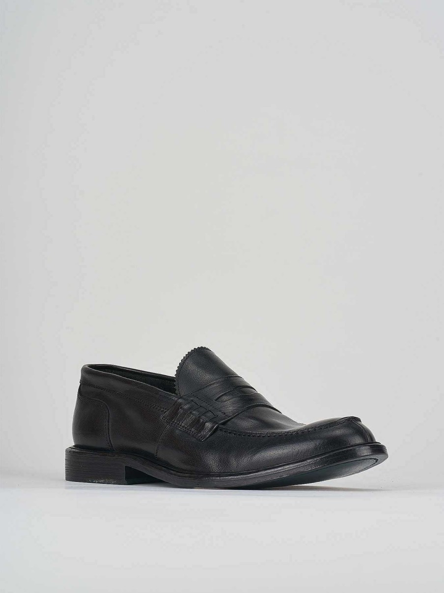 Uomo Barca | Mocassini Tacco 1 Cm In Pelle Nera