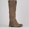 Donna Barca | Stivali Tacco Basso Tacco 1 Cm In Pelle Beige