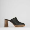 Donna Barca | Sabot Tacco 9 Cm In Pelle Nera