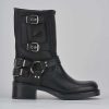 Donna Barca | Stivaletto Biker Tacco 4 Cm Nero Pelle