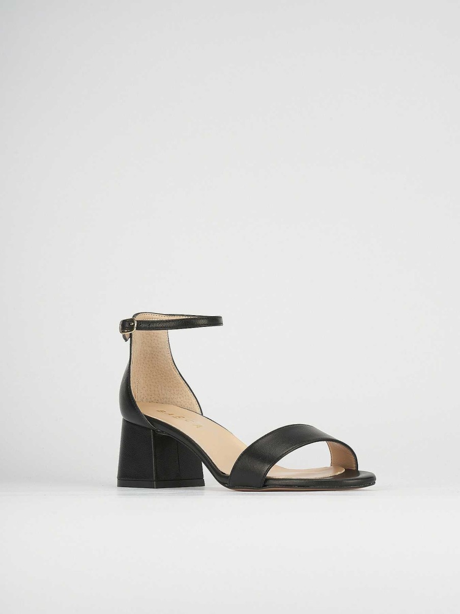 Donna Barca | Sandali Tacco Alto Tacco 5 Cm In Pelle Nera