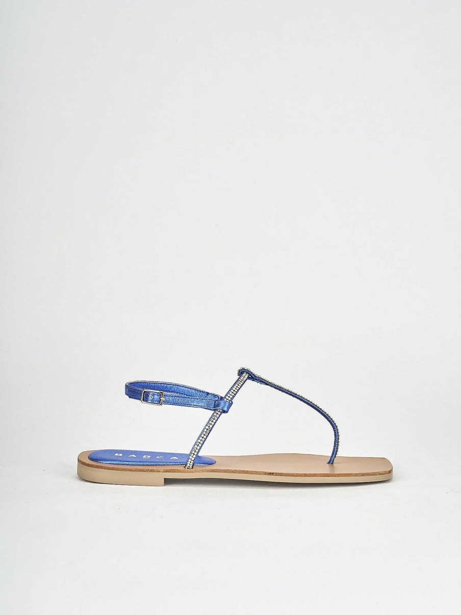 Donna Barca | Sandali Tacco Basso Tacco 1 Cm In Pelle Blu