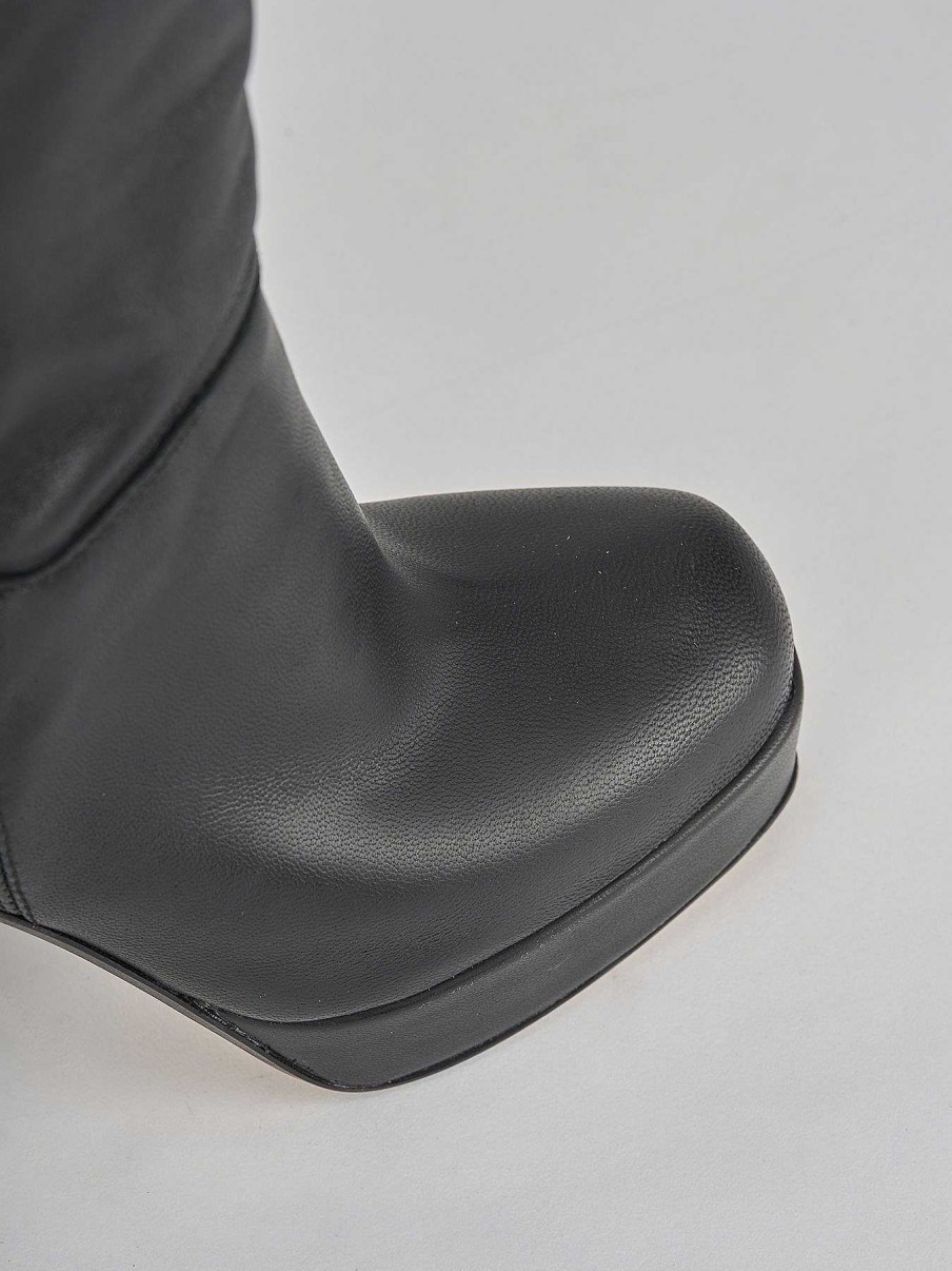 Donna Barca | Stivali Tacco Alto Tacco 9 Cm In Pelle Nera