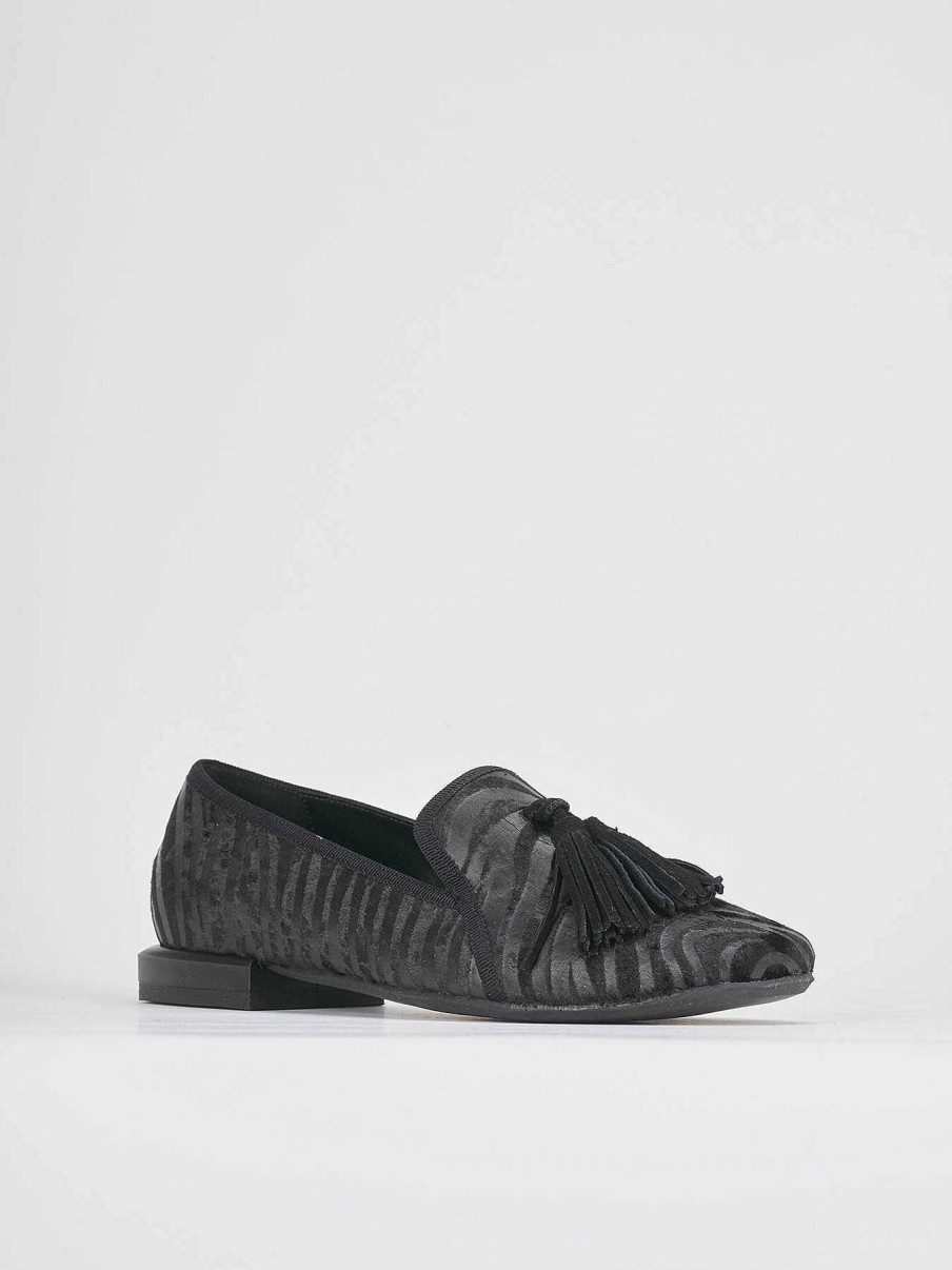 Donna Barca | Scarpe Basse Tacco 1 Cm In Velluto Nero