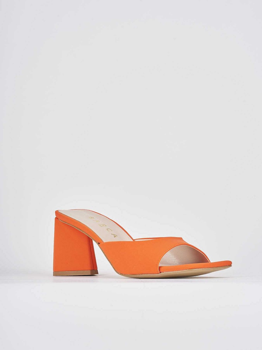 Donna Barca | Ciabatta Tacco 7 Cm Arancio Licra