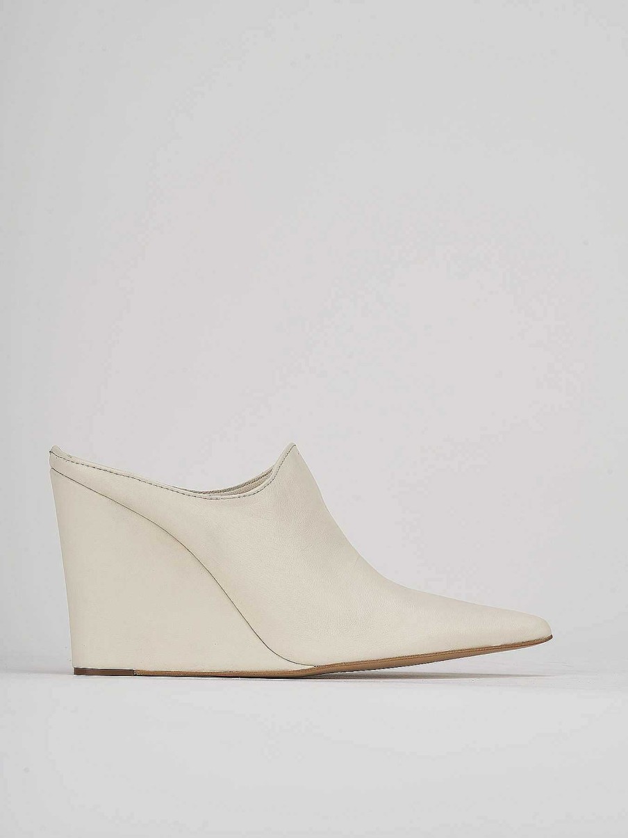 Donna Barca | Sabot Tacco 9 Cm In Pelle Bianca