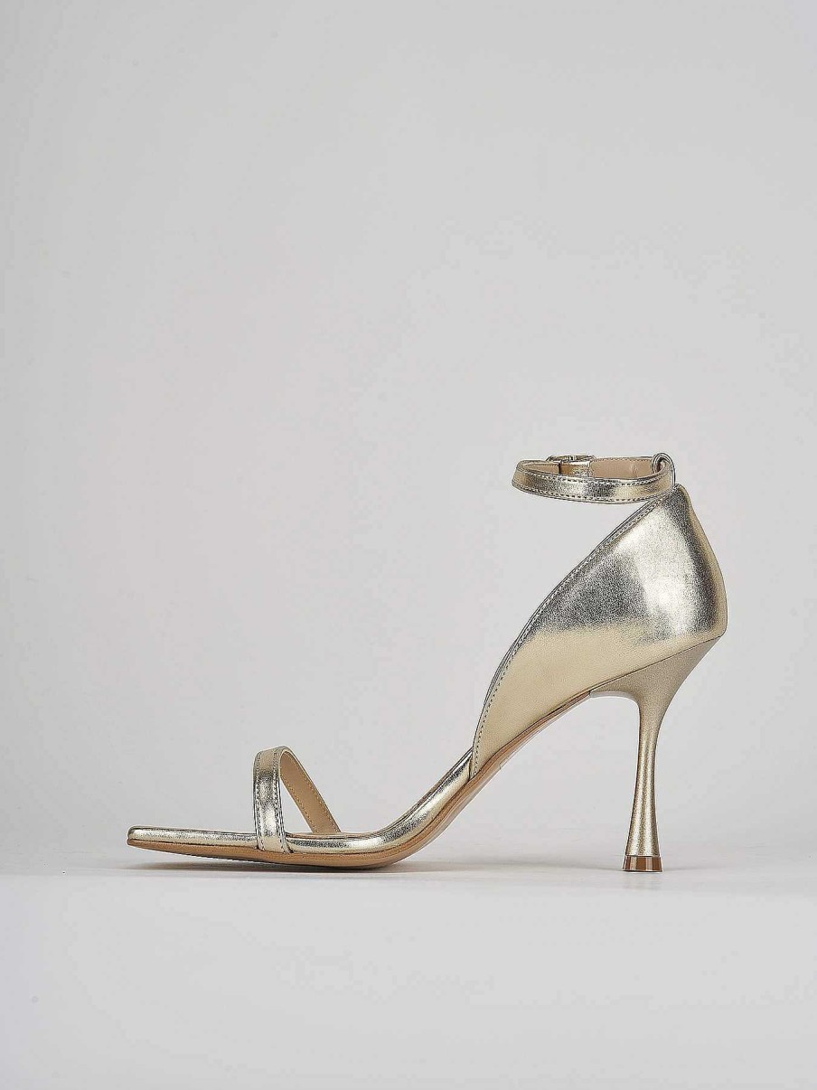 Donna Barca | Sandali Tacco Alto Tacco 7 Cm In Pelle Oro